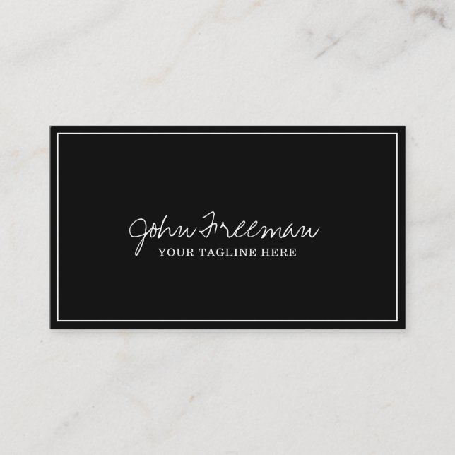 Elegant White Script Black Notary Signing Agent Visitkort (Framsida)