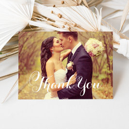 Elegant White Script Bröllop Photo Tack
