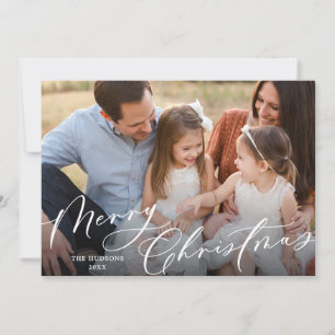 Elegant White Script God jul Collage Julkort