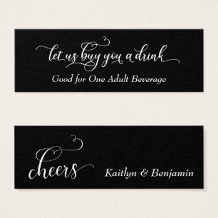 Elegant White Script på Black, Drink Biljett