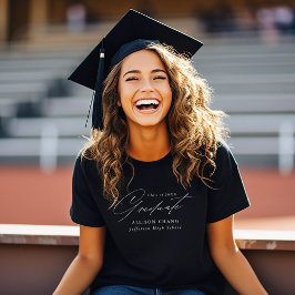 Elegant White Script Personlig Studenten T Shirt