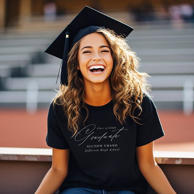 Elegant White Script Personlig Studenten T Shirt (Skapare uppladdad)