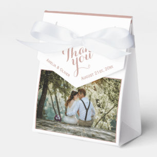 Elegant White Script Photo Bröllop Tack Presentaskar