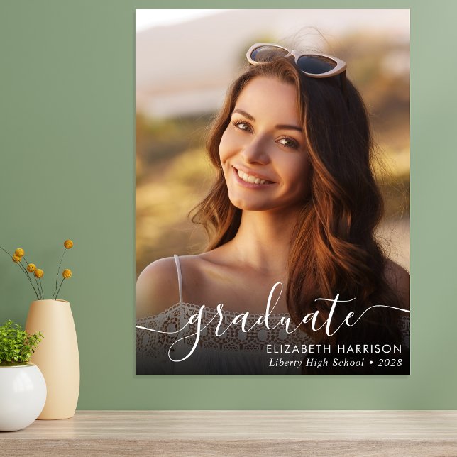 Elegant White Script Photo Overlay Student Poster (Skapare uppladdad)