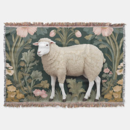 Elegant White Sheep William Morris Inspired Filt