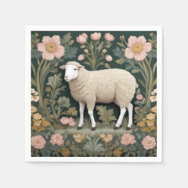Elegant White Sheep William Morris Inspired Pappersservett