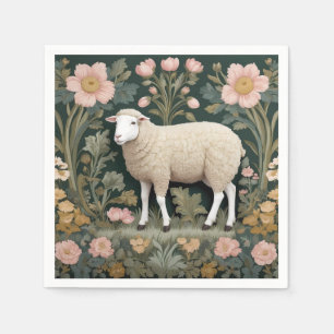 Elegant White Sheep William Morris Inspired Pappersservett