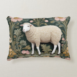 Elegant White Sheep William Morris Inspired Prydnadskudde