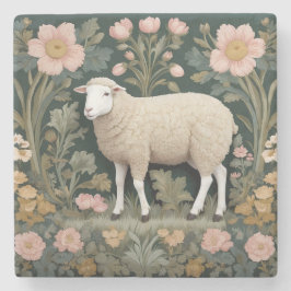 Elegant White Sheep William Morris Inspired Stenunderlägg