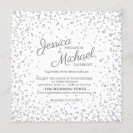 Elegant White Silver Diamond Glitter Bröllop Inbjudningar