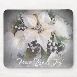 Elegant White & Silver jul Poinsettia Musmatta