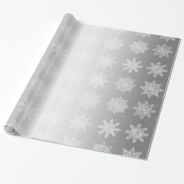Elegant White & Silver Snowflake jul Mönster Presentpapper