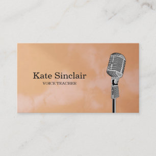 Elegant White Singer Music Voice Teacher Musical Visitkort
