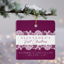 Elegant White Snöre Baby Första julfoto Julgransprydnad Keramik