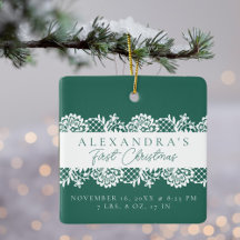 Elegant White Snöre Baby Första julfoto