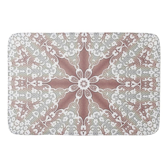 Elegant White Snöre Blommigt Bath Mat Badrumsmatta (Framsidan)