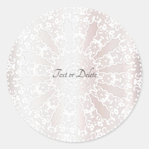 Elegant White Snöre Blommigt Bröllop Sticker Runt Klistermärke