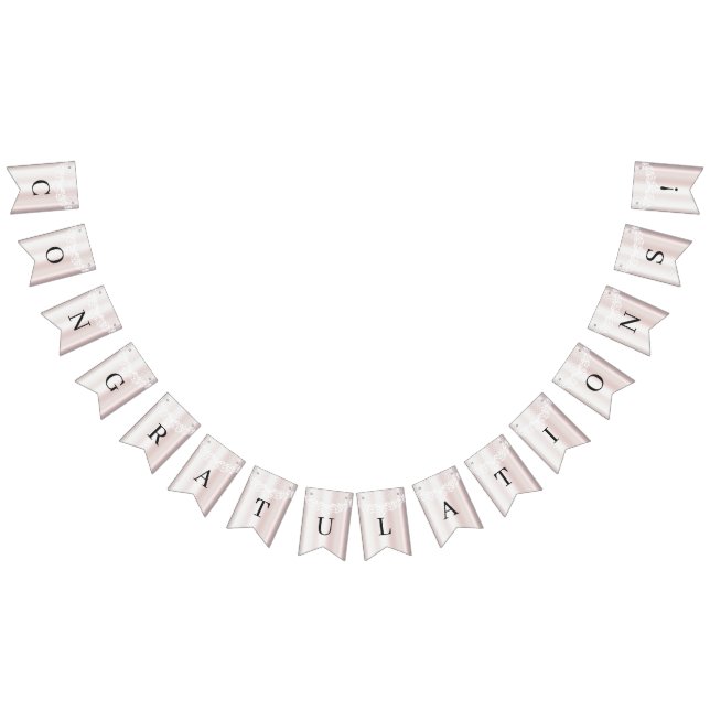 Elegant White Snöre Blommigt Bunting Flagga (Alla)