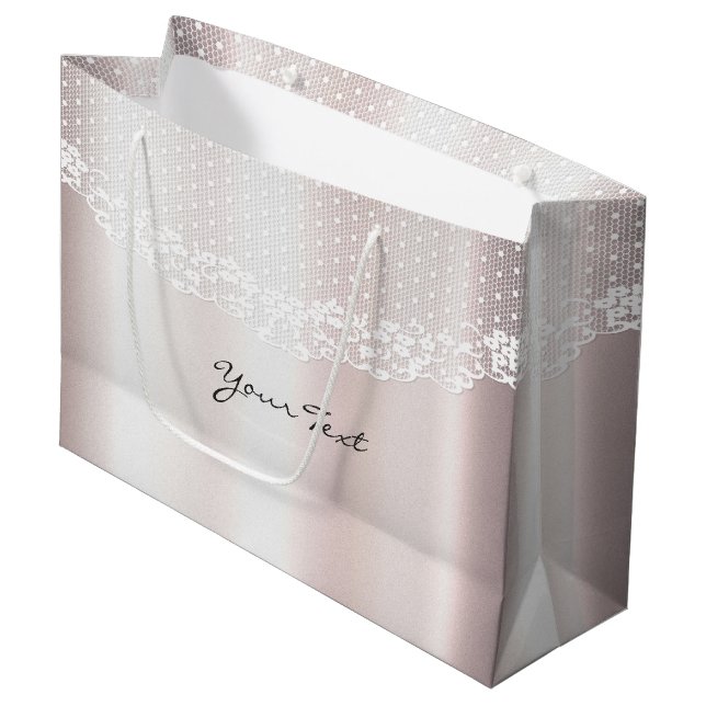 Elegant White Snöre Blommigt Gift Bag (Framsidan Vinklad)