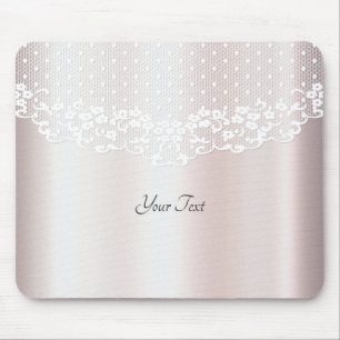 Elegant White Snöre Blommigt Mousepad Musmatta
