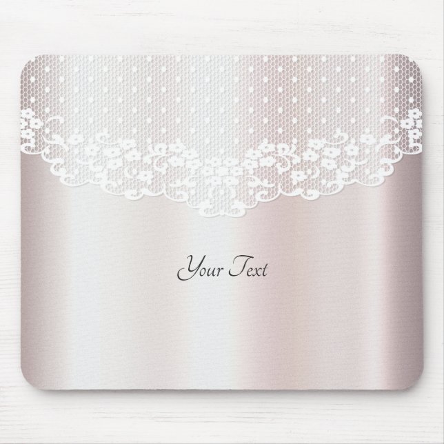 Elegant White Snöre Blommigt Mousepad Musmatta (Framsidan)