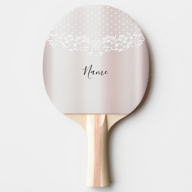 Elegant White Snöre Blommigt Ping Pong Paddle Pingisracket (Framsidan)