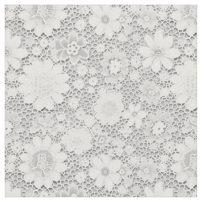 Elegant White Snöre Blommönster Tyg (Närbild)