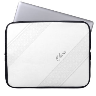 Elegant White Snöre Mönster och anpassning Laptop Fodral