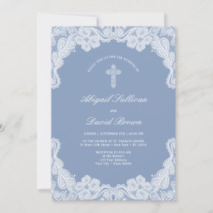Elegant White Snöre om inbjudan till Blue Wedding