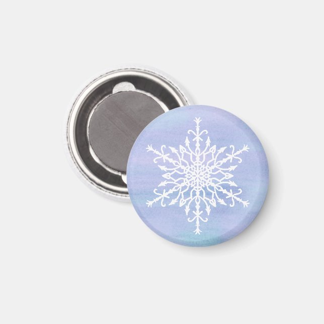 Elegant White Snowflake-jul Magnet (Front/Back)