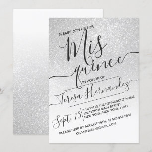 Elegant White Sparkly Glitter Ombre Quinceañera Inbjudningar