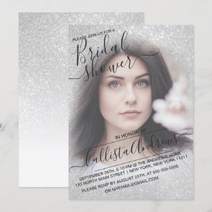 Elegant White Sparkly Glitter Photo Möhippa Inbjudningar