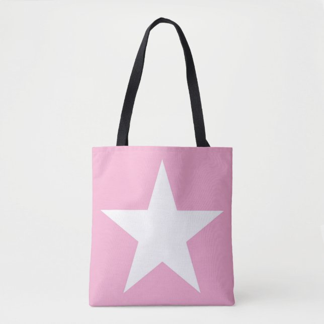Elegant White Star Design Modern Cute Rosa Tygkasse (Framsida)