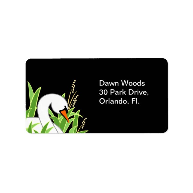 Elegant White Svan Adressetikett (Framsidan)