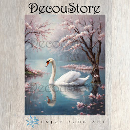 Elegant White Svan på Decoupage i Sjö