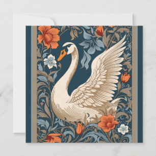 Elegant White Svan William Morris Inspired Blommig