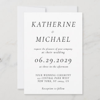 Elegant White Timeless Wedding Invitations Inbjudningar