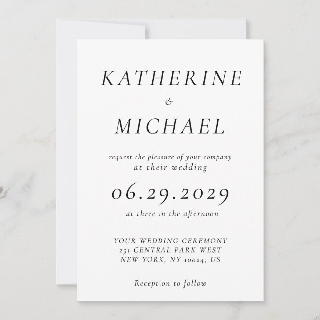 Elegant White Timeless Wedding Invitations Inbjudningar (Framsida)