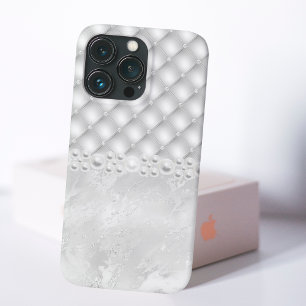 Elegant White Tuft Diamond och Pearl iphone case