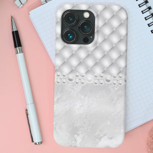 Elegant White Tuft Diamond och Pearl iphone case