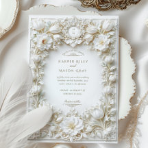 Elegant White Tulips Faux Embossed