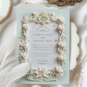 Elegant White Tulips med Faux Guld Inbjudningar