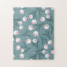 Elegant White Tulips på Pastel Grönt Mönster