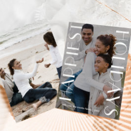 Elegant White Two Photo Snyggt Happest Julkort