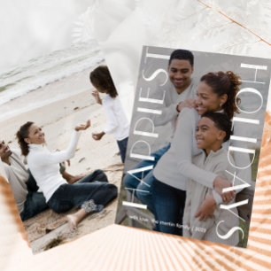 Elegant White Two Photo Snyggt Happest Julkort