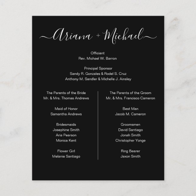 Elegant White Typography on Black brudens sida (Framsida)