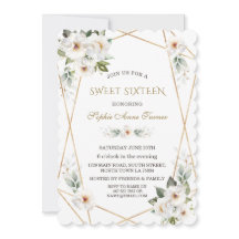 Elegant White Vild Ro Guld Sweet sixteen