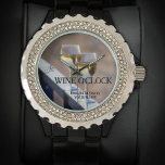 Elegant White Vin O Clock Armbandsur<br><div class="desc">Titta med två glas vitt vin. Trevligt för vin älskare!</div>