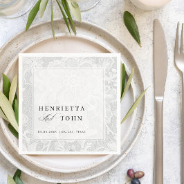 Elegant White Vintage Lace Wedding Pappersservett