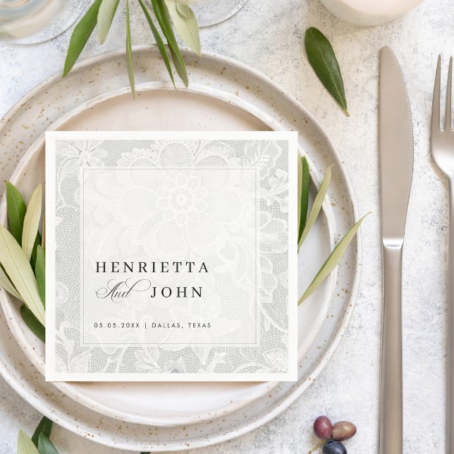 Elegant White Vintage Lace Wedding Pappersservett (Skapare uppladdad)